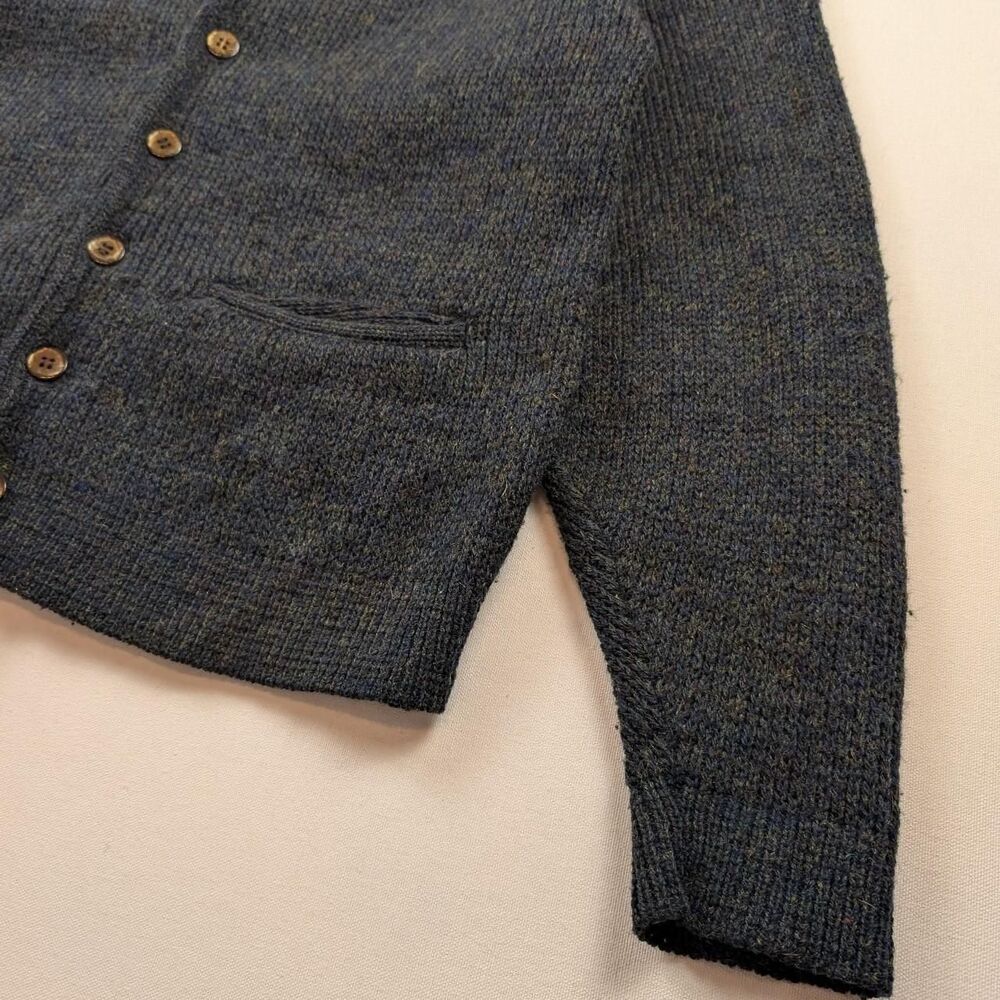 Vintage 60s Brentwood Blue Grey Button Up Wool Cardigan Size Medium Kurt Cobain - Picture 3 of 7